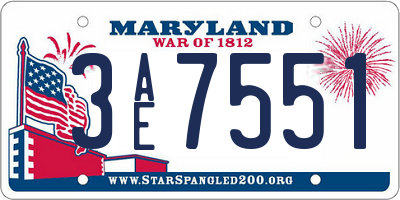 MD license plate 3AE7551