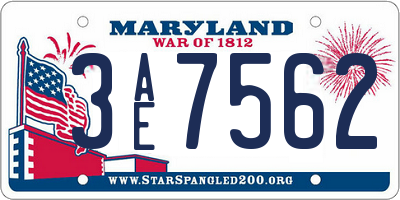 MD license plate 3AE7562