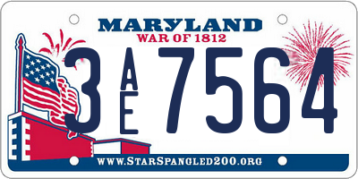 MD license plate 3AE7564