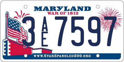 MD license plate 3AE7597