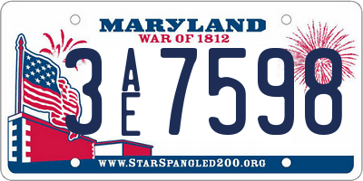 MD license plate 3AE7598