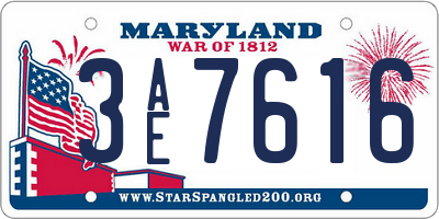 MD license plate 3AE7616