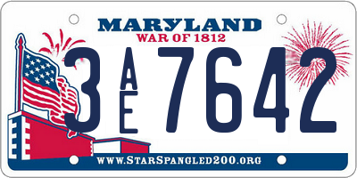 MD license plate 3AE7642