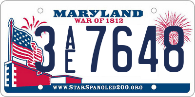 MD license plate 3AE7648