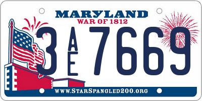 MD license plate 3AE7669