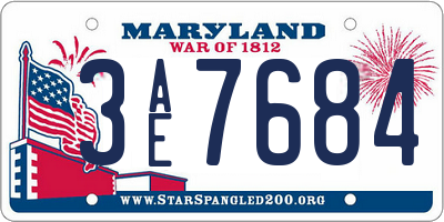 MD license plate 3AE7684
