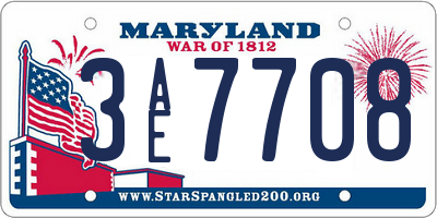 MD license plate 3AE7708
