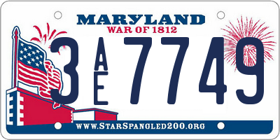 MD license plate 3AE7749