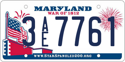MD license plate 3AE7761