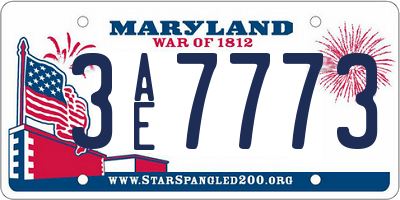 MD license plate 3AE7773