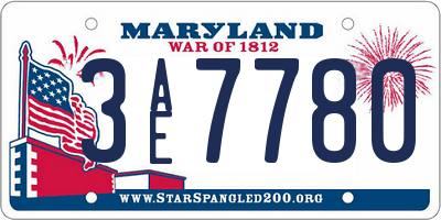 MD license plate 3AE7780