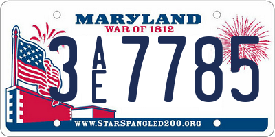 MD license plate 3AE7785