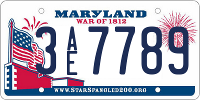 MD license plate 3AE7789