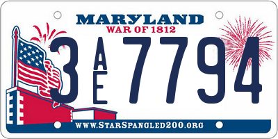 MD license plate 3AE7794