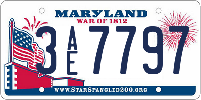 MD license plate 3AE7797