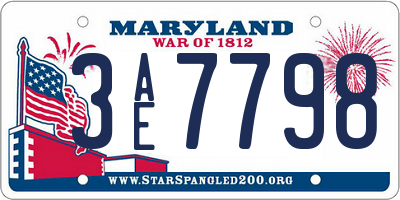 MD license plate 3AE7798