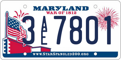 MD license plate 3AE7801