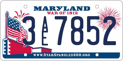 MD license plate 3AE7852