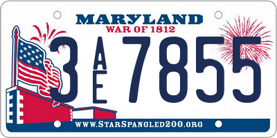 MD license plate 3AE7855