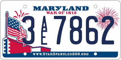 MD license plate 3AE7862