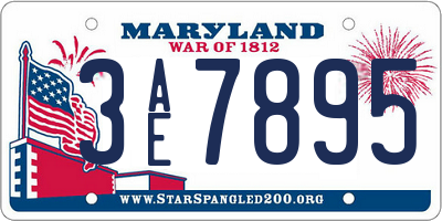 MD license plate 3AE7895