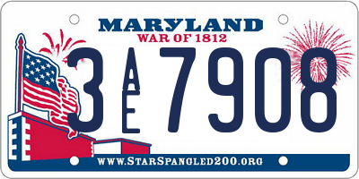 MD license plate 3AE7908