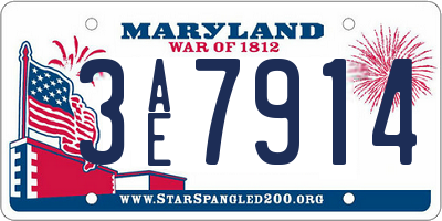 MD license plate 3AE7914