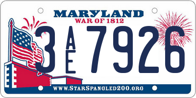 MD license plate 3AE7926