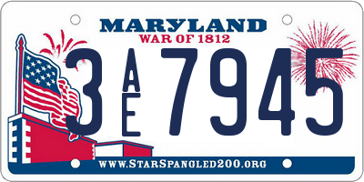MD license plate 3AE7945