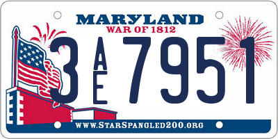 MD license plate 3AE7951