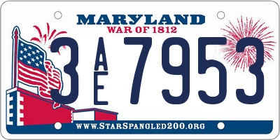 MD license plate 3AE7953