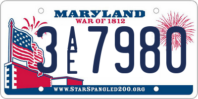 MD license plate 3AE7980