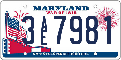 MD license plate 3AE7981