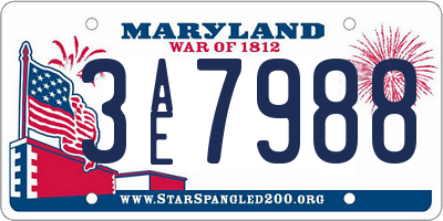 MD license plate 3AE7988
