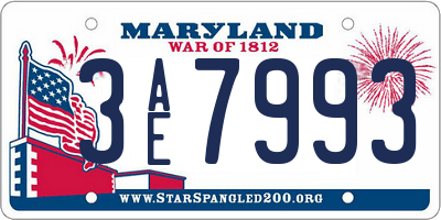 MD license plate 3AE7993