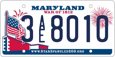 MD license plate 3AE8010
