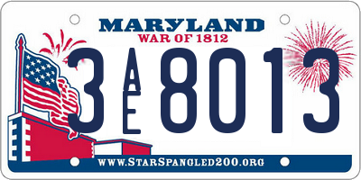 MD license plate 3AE8013