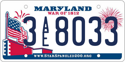 MD license plate 3AE8033