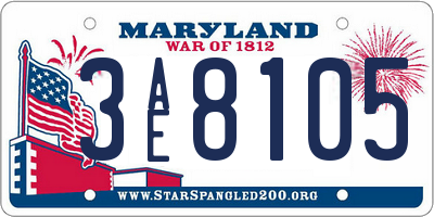 MD license plate 3AE8105