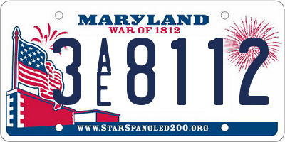 MD license plate 3AE8112