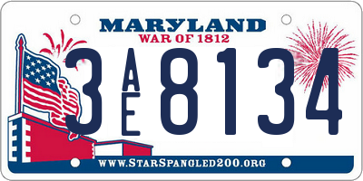 MD license plate 3AE8134
