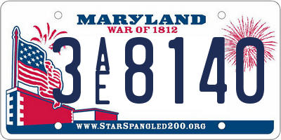 MD license plate 3AE8140