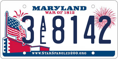 MD license plate 3AE8142