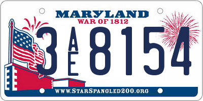 MD license plate 3AE8154
