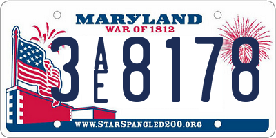 MD license plate 3AE8178