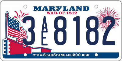 MD license plate 3AE8182