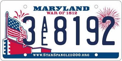 MD license plate 3AE8192