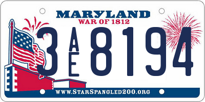 MD license plate 3AE8194