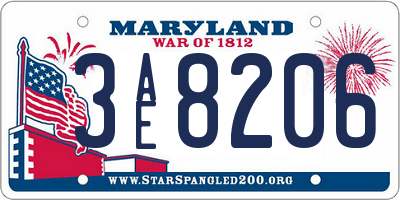 MD license plate 3AE8206