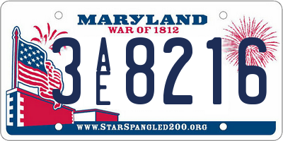 MD license plate 3AE8216